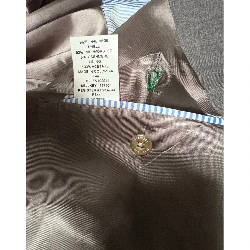 Tommy Hilfiger Mens Gray Wool Blend Suit Blazer Pants Formal Business